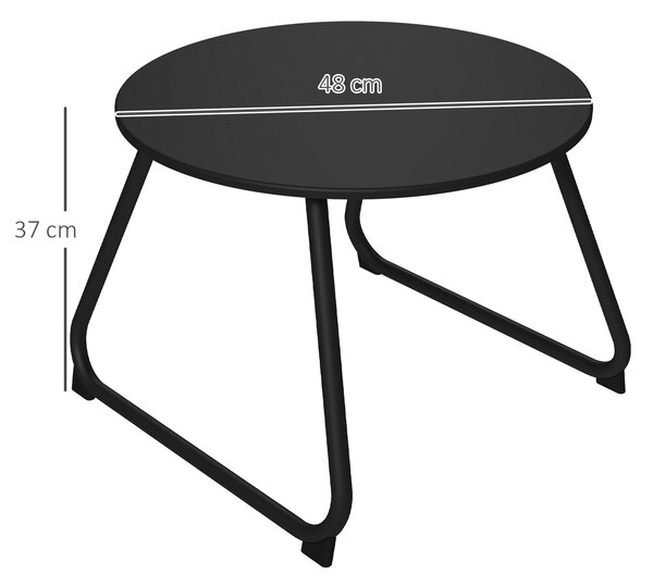 Outsunny Măsuță Rotundă pentru Terasă 48cm, Măsuță Laterală de Exterior cu Cadru Metalic, Negru | Aosom Romania