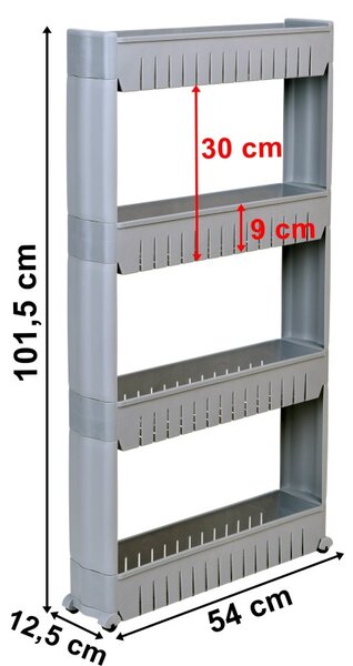 Raft baie/bucatarie, 4 polite depozitare, design modular, inaltime 101,5 cm