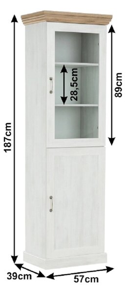 Vitrina ROYAL W1D, pin nordic/stejar salbatic, PAL melaminat/plinte de