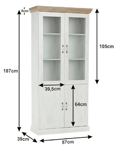Vitrina ROYAL W4D, pin nordic/stejar salbatic, PAL melaminat/plinte de