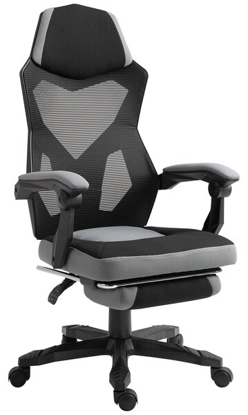 Vinsetto Scaun de Birou Ergonomic Reclinabil cu Suport Picioare Retractabil, Gri | Aosom Romania