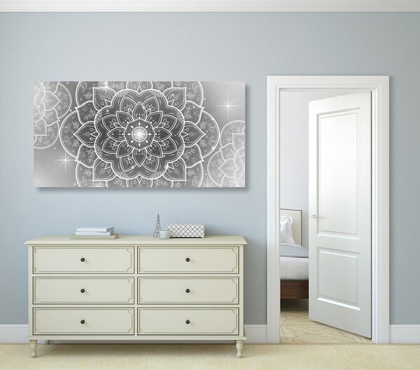 Tablou Mandalea orientală în design alb-negru