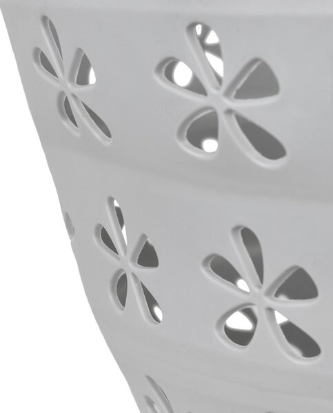 Cos de rufe pliabil, 2 manere, 25 L, model floral, 25x50x37 cm, gri/alb