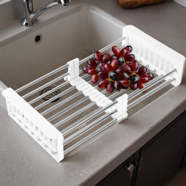 Scurgator de vase extensibil, ORDOS, reglabil 28-43 cm, otel inoxidabil, argintiu, alb