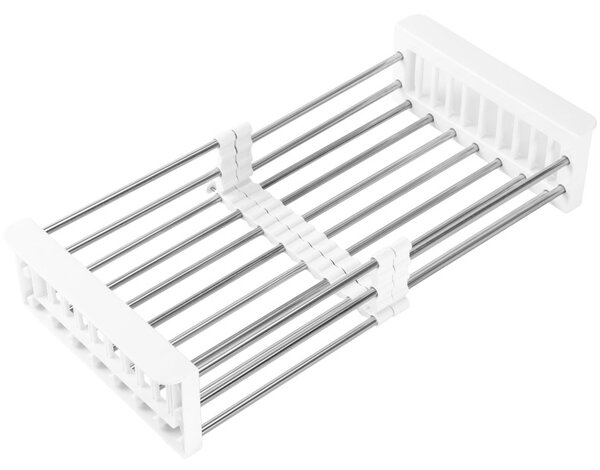 Scurgator de vase extensibil, ORDOS, reglabil 28-43 cm, otel inoxidabil, argintiu, alb