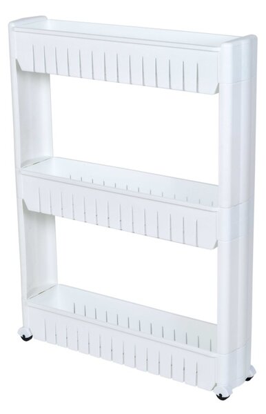 Raft modular baie/bucatarie, 3 niveluri, roti transport, inaltime 71 cm, alb