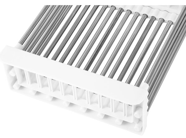Scurgator de vase extensibil, ORDOS, reglabil 28-43 cm, otel inoxidabil, argintiu, alb
