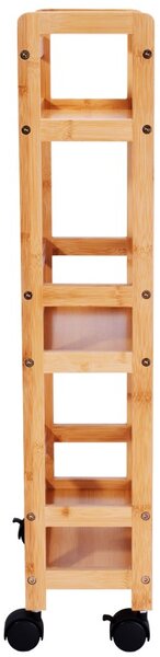 Raft INAKI Bamboo, 3 niveluri, 4 roti, utilizare universala, inaltime 75 cm