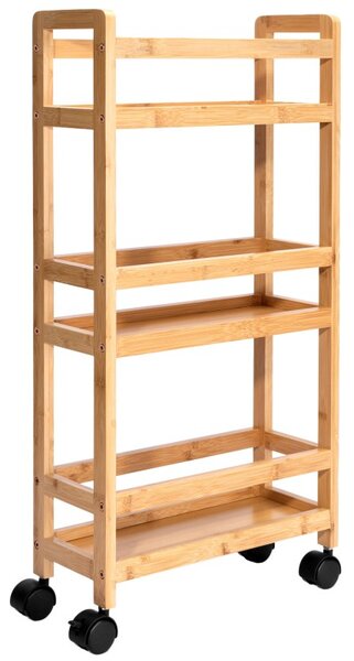 Raft INAKI Bamboo, 3 niveluri, 4 roti, utilizare universala, inaltime 75 cm