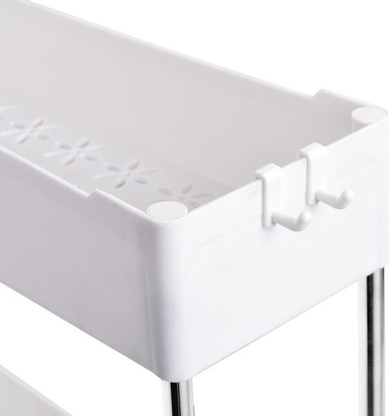 Raft mobil cu 4 spatii depozitare, 4 carlige, sarcina maxima per raft 12 kg, 87x40x13 cm
