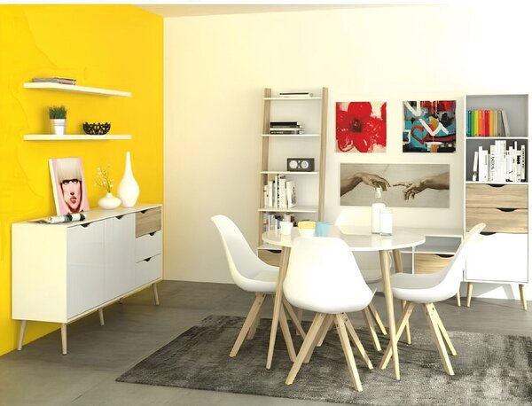 Vitrina OSLO 75382, alb/stejar sonoma, PAL melaminat, 50x39x171 cm