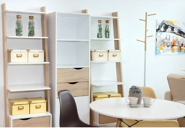 Vitrina OSLO 75382, alb/stejar sonoma, PAL melaminat, 50x39x171 cm