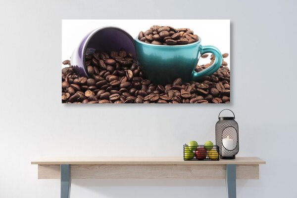 Tablou cești cu boabe de cafea