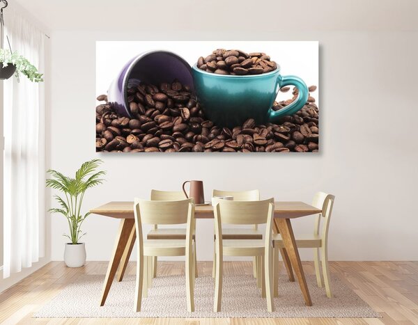 Tablou cești cu boabe de cafea