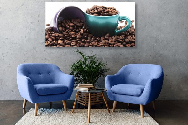 Tablou cești cu boabe de cafea