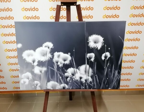 Tablou iarbă din bumbac în design alb-negru