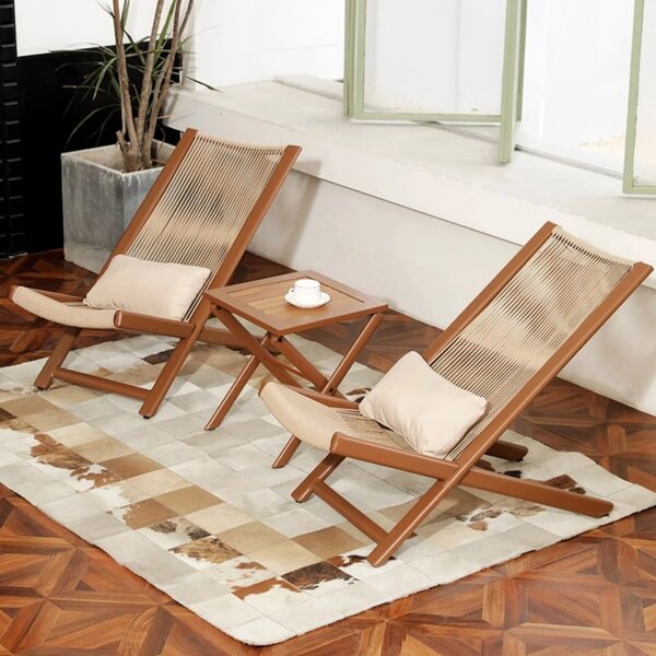 Set mobilier terasa, doua fotolii si o masuta de cafea, design modern, otel si plastic