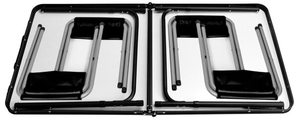 Set masa pliabila cu 4 scaune pentru camping, placa MDF, cadru aluminiu/otel, maxim 20 kg, 120x60 cm