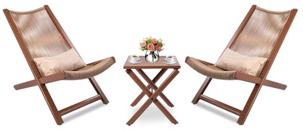 Set mobilier terasa, doua fotolii si o masuta de cafea, design modern, otel si plastic