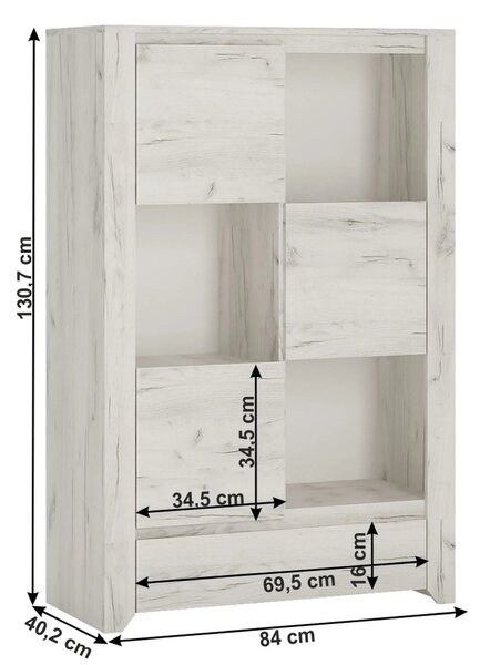 Comoda ANGEL TIP 31, alb, PAL melaminat, 84x40x131 cm