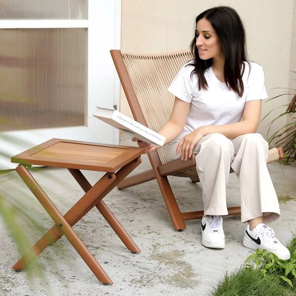 Set mobilier terasa, doua fotolii si o masuta de cafea, design modern, otel si plastic