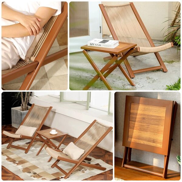 Set mobilier terasa, doua fotolii si o masuta de cafea, design modern, otel si plastic