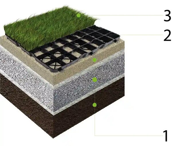 Pavela grila ecologica, capacitate 180 t/mp, gratar H30, 33x33x3 cm, PP si PE, neagra