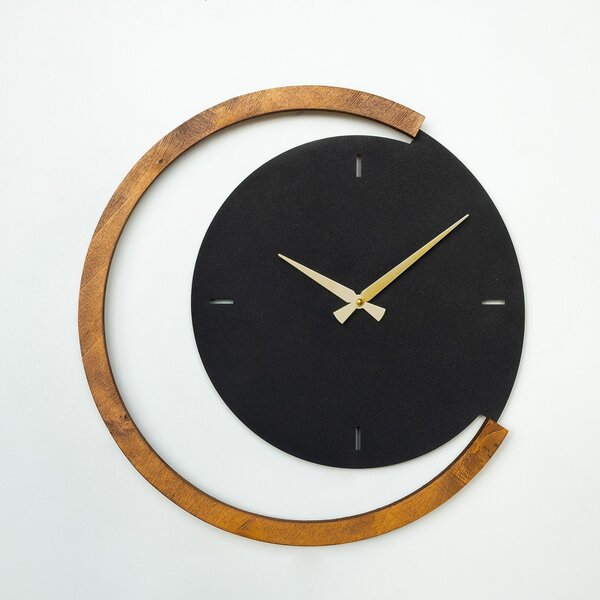 Ceas de perete decorativ din metal Aps117 Negru 48x48 cm