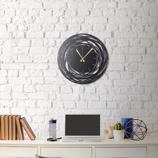 Ceas de perete decorativ din metal Watch-042 Negru 50x50x0 cm