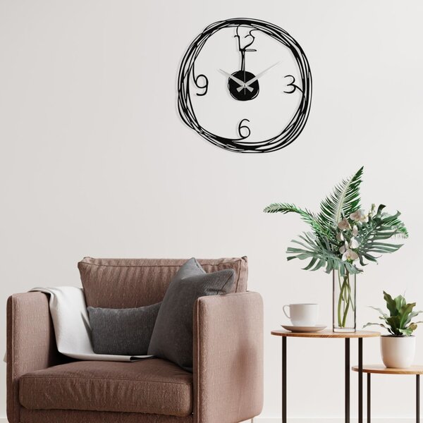 Ceas de perete decorativ din metal Gergo Negru 48x48 cm