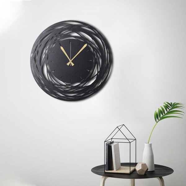 Ceas de perete decorativ din metal Watch-042 Negru 50x50x0 cm