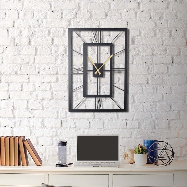 Ceas de perete decorativ din metal November Negru 70x49 cm