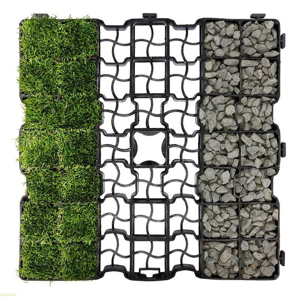 Grila de gazon eco pentru parcari, drumuri, alee, sarcina 250 tone/mp, 500x500x40 mm, polietilena