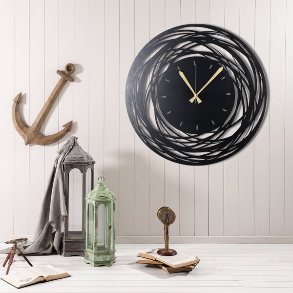Ceas de perete decorativ din metal Watch-042 Negru 50x50x0 cm