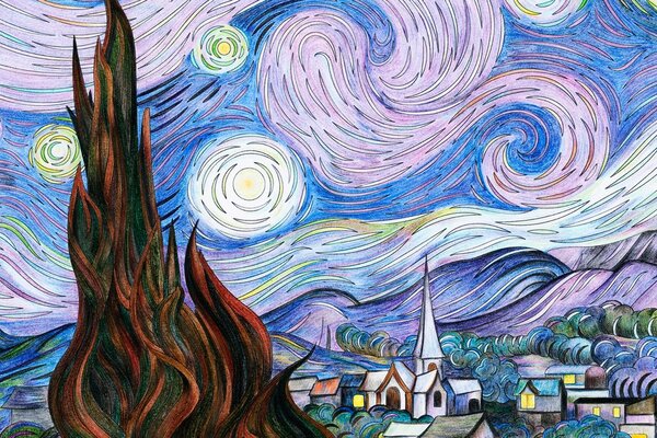 Tablou reproducere Noapte înstelată - Vincent van Gogh