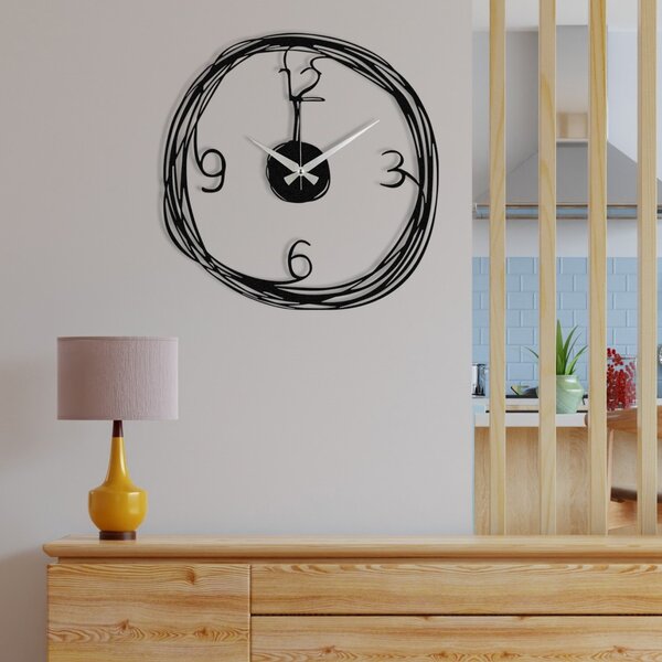 Ceas de perete decorativ din metal Gergo Negru 48x48 cm