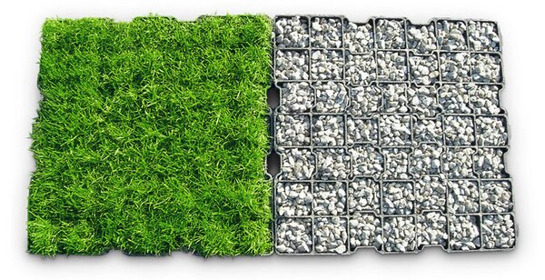 Grila de gazon eco pentru parcari, drumuri, alee, sarcina 250 tone/mp, 500x500x40 mm, polietilena
