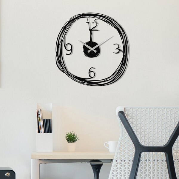 Ceas de perete decorativ din metal Gergo Negru 48x48 cm