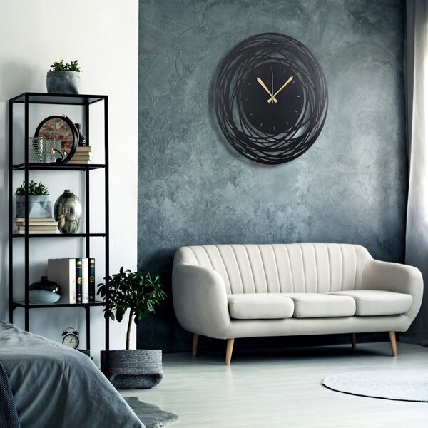 Ceas de perete decorativ din metal Watch-042 Negru 50x50x0 cm