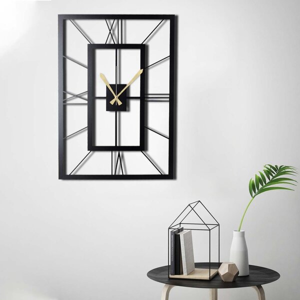Ceas de perete decorativ din metal November Negru 70x49 cm