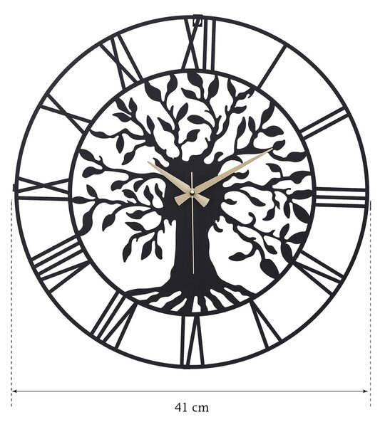 Ceas de perete decorativ din metal Vita Negru 41x41 cm