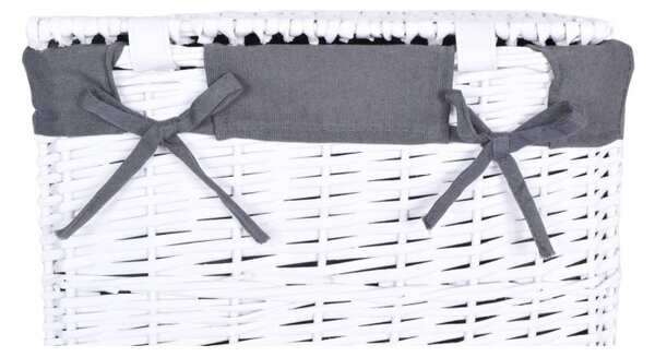 Cos din rachita, capacitate 114 L, captuseala interioare, 48x36x66 cm, alb/gri