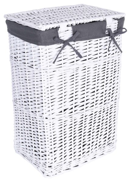 Cos din rachita, capacitate 114 L, captuseala interioare, 48x36x66 cm, alb/gri
