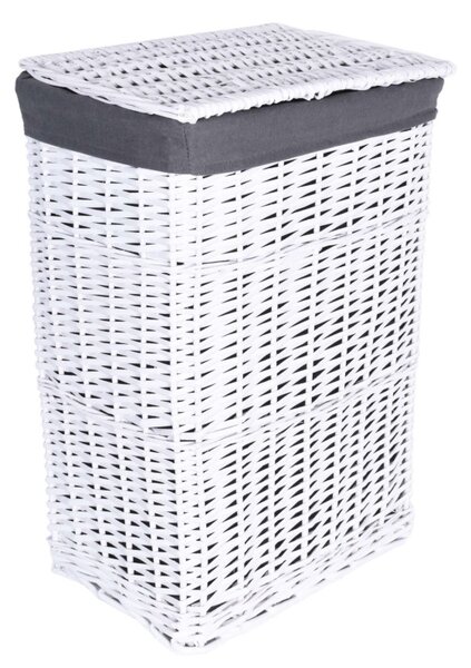 Cos din rachita, capacitate 114 L, captuseala interioare, 48x36x66 cm, alb/gri