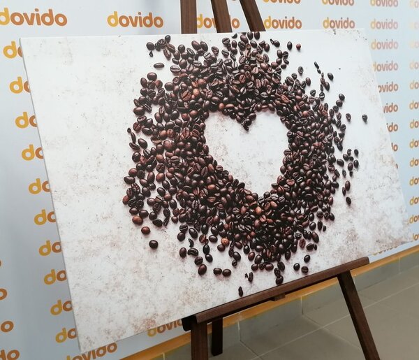 Tablou inimă din boabe de cafea