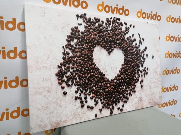 Tablou inimă din boabe de cafea