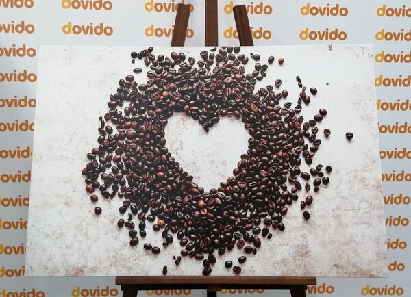 Tablou inimă din boabe de cafea