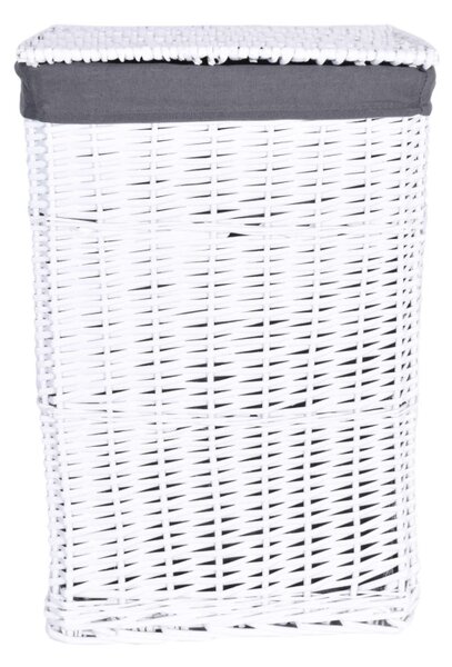Cos din rachita, capacitate 114 L, captuseala interioare, 48x36x66 cm, alb/gri