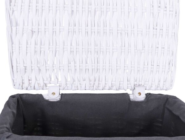 Cos din rachita, capacitate 114 L, captuseala interioare, 48x36x66 cm, alb/gri