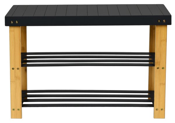 Pantofar tip banca, 2 polite pentru incaltaminte, maxim 100 kg, 45 x 68.5 x 28 cm, bambus